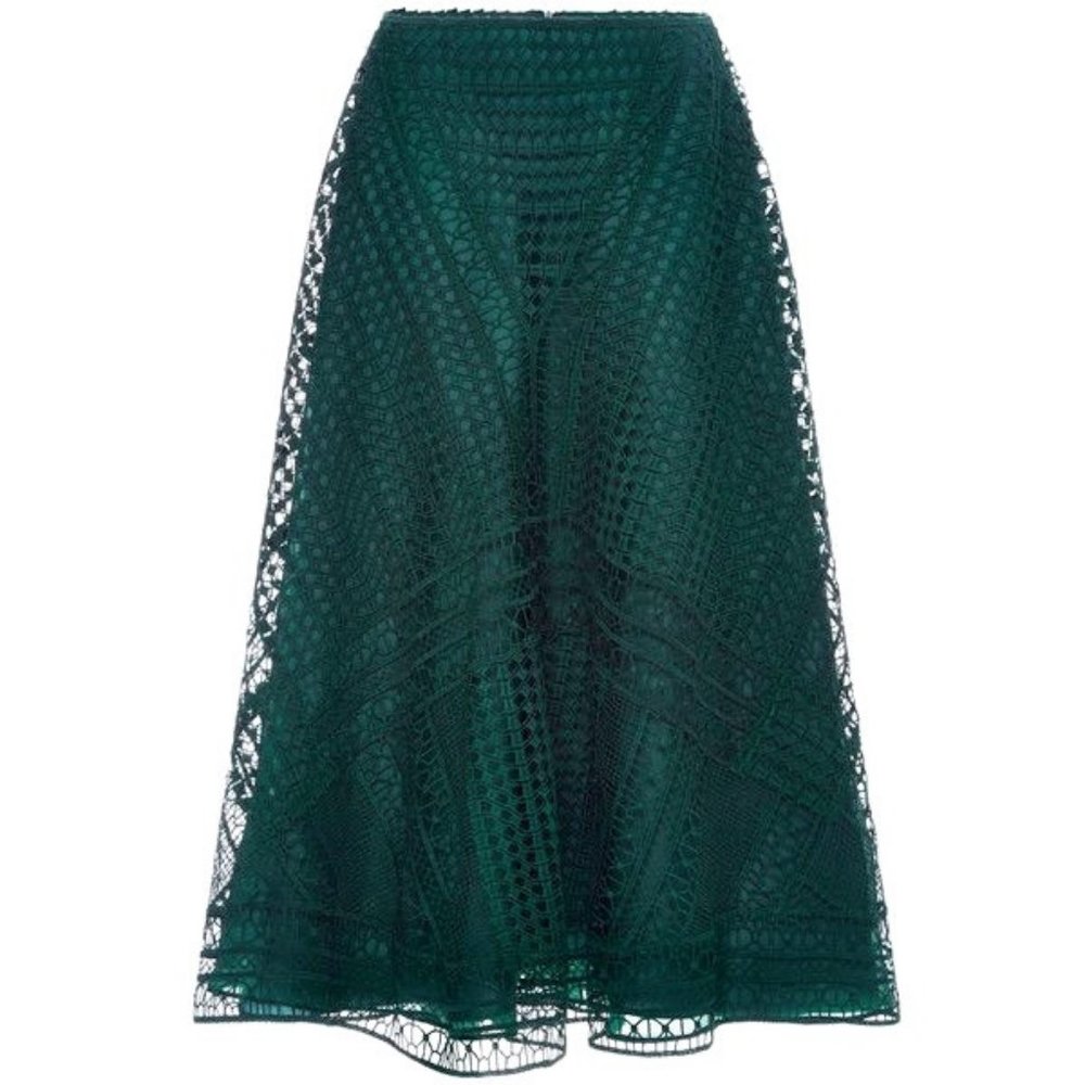 Costarellos Emerald Lace Full Circle Skirt Wear All Holidays Wedding Guest 4-6